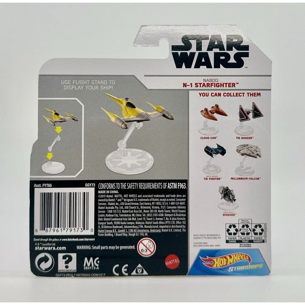 Hot Wheels Star Wars Starships FYT65 6 of 6 Ships Falcon TIE Naboo Cloud NIB